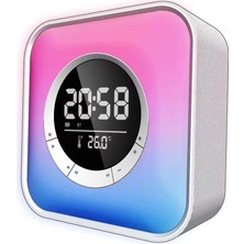 Mythriva Tr P10 Rgb LED Alarm Saat Bluetooth Hoparlör, Gece Lambası, Kablosuz Şarj Destekli Dijital Masa Saati