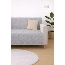 Mythriva Tr Sycamore Home Koltuk Örtüsü 175X215 cm –zigzag Desen Çekyat Örtüsü, Kaymaz, Yıkanabilir, Lüks Kumaş Şönil Jakarlı (Gri)