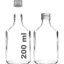 Mythriva Tr 200 ml Yassı Şeffaf Cold Brew Şişesi Kapaklı 200 cc Soğuk Kahve Cam Şişe 2 Adet (Gümüş (Silver))