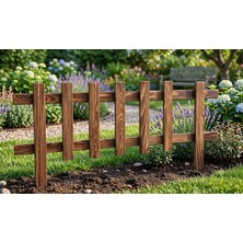 Mythriva Tr Ahşap Bahçe Çiti, 1m x 50CM, Kahverengi Rustik Görünüm