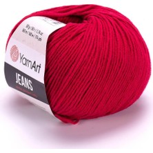 Mythriva Tr Yarnart Jeans 50GR Pamuk Cotton Amigurumi El Örgü Ipi Ipliği Yünü 51 Koyu Kırmızı