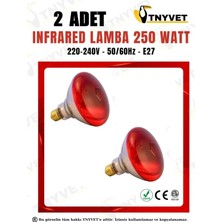 Mythriva Tr 2 Adet/tnyvet E27 Duylu 250 Watt Infrared Isıtıcı Lamba Hayvan Barınakları Için Etkili Isıtma 250 Watt / 2 Adet