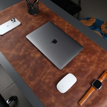 Mythriva Tr Jersey Lüks Deri Masa Pedi - Hakiki Dana Derisi Kaymaz Masa Matı 91X48CM & 37X80CM Büyük Mouse Pad Gaming Ofis Ev Masaüstü Koruyucu (Antik Taba, 91X48CM)