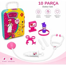 Mythriva Tr 10 Parça Çekçekli Oyuncak Doktor Çantası-Eğitici Öğretici Seyahat Bavullu Çocuk Rol Yapma Oyuncağı 3+