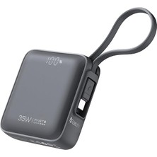 Mythriva Tr Xkın 35W Süper Hızlı Powerbank 10000MAH – Dahili Kablolu Taşınabilir Şarj Aleti, Usb-C Pd Hızlı Şarj, Dijital Göstergeli Kompakt Power Bank