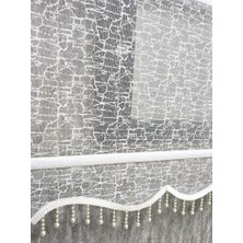 Mythriva Tr Çift Mekanizmalı Desenli Boncuklu Tül ve Stor Perde Ekru MT4004B 100X200 Ekru