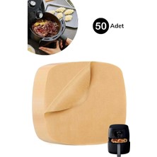 Mythriva Tr Ayrex Buffer 50 Adet Air Fryer Pişirme Kağıdı Tek Kullanımlık Yağ Su Geçirmez Yapışmaz Deliksiz Düz Kare Model