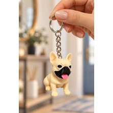 Maygiy Fransız Bulldog Anahtarlık 3D Figürlü Sevimli Köpek Çanta ve Anahtar Süsü