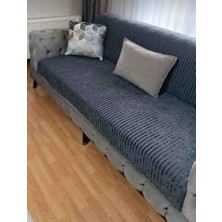 Toprak Sport Toprak & Home Premium Şönil Koltuk Örtüsü 175X215 cm Kesik Çizgi Desenli Kaymaz Yıkanabilir Jakarlı Çekyat Kanepe Örtüsü