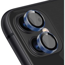 Odea iPhone 11/12 Kamera Lens Koruyucu Alüminyum Çerçeveli Tek Lens Temperli Cam, Ultra Ince Çizilmeye Dayanıklı Metal Lens Koruma, iPhone 11/12 Kılıf Uyumlu Kamera Koruyucu-Mavi