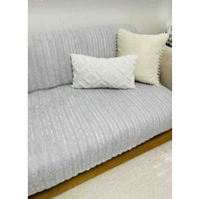 Toprak & Home Premium Şönil Koltuk Örtüsü 175X215 cm Kesik Çizgi Desenli Kaymaz Yıkanabilir Jakarlı Çekyat Kanepe Örtüsü