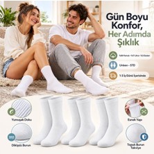 Çamaşır Kenti Unisex Beyaz Soket Çorap 6'lı Set %80 Pamuk Dikişsiz Burun Takviyeli Esnek Günlük Spor Çorabı