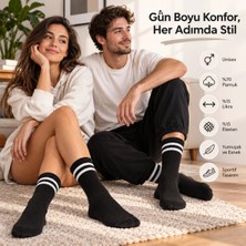 Çamaşır Kenti Unisex Siyah Çorap Beyaz Çizgili 9'lu Set Uzun Soket Günlük Spor Kolej Stil Rahat Kadın Erkek �
