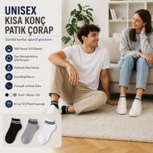 Çamaşır Kenti Unisex Çizgili Patik Çorap 12'lı | %85 Pamuklu Geri Dönüşüm Iplikli, Ince Dikişli Spor