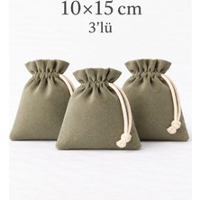 Alaseren 10X15 cm Kadife Dokulu Büzgülü Kese 3’lü – Lavanta, Takı ve Nikah Hediyelik Çok Amaçlı Bez Poşet