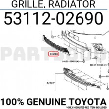 TŞT Toyota Corolla 2016-2018 Ön Tampon Panjuru Orta (Oem No: 5311202690)