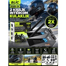 Azurtech RS85 2x Bluetooth 5.0 800MAH Çiftli Motosiklet Intercom Kulaklık – 2 Kişilik Haberleşme