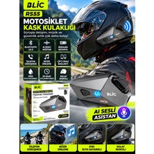 Azurtech RS55 Bluetooth 6.0 Motosiklet Intercom Kulaklık 800MAH Aı Sesli Asistan Destekli