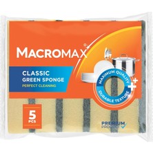 Odea Macro Max Klasik Yeşil Bulaşık Süngeri 5'li Paket, Dayanıklı ve Etkili Kir Sökücü