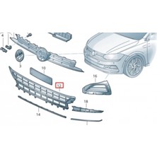 TŞT Volkswagen Polo Ön Tampon Panjuru 2017- (Oem No:  2G0853677L9B9)