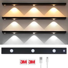 Odea Hareket Sensörlü Ledli Gece Lambası, Parlaklık Ayarı Yapılabilir, 3000K-6000K, 3 Mod, Kablosuz, Merdiven Aydınlatması, USB Şarj Edilebilir Işık, LED Manyetik Lamba (Cata - Bella - Siyah 40 Cm)