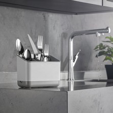 Odea Stile Cucina Tezgah Üstü Kaşık Çatal Bıçak Kurutmalık, Gri, Bölmeli Tasarım, Su Hazneli, Pratik Mutfak Organizeri