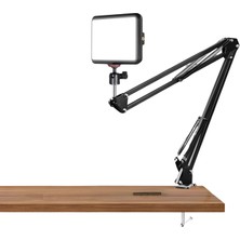 Odea Tr Profesyonel Masaüstü LED Panel Işık & Ayarlanabilir Metal Kol – 3 Renk Modu (2800-7000K), Kademesiz Dimming, Video Konferans, Youtube, Zoom Toplantıları ve Çekimler Için