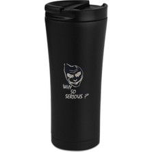 Odea Tr Tusah Joker Temalı Çift Katmanlı Termos Kupa Çay Ofis Kahve Paslanmaz Çelik Bardak 500 ml Tek Ebat Siyah