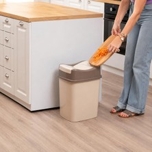 Odea Tr 8 Litre Kapaklı Çöp Kovası, Modern Tasarım Pratik Mutfak Banyo Ofis Çöp Kutusu, Kapaklı Plastik Atık Kovası (Kahverengi)