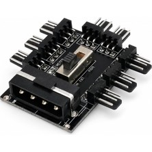 Odea Tr PX-4336 3 Pin Girişli 8 Port 3pinfan Çoklayıcı Kart, Ide Molex Güç Girişli Kasa Fan Splitter, Pc Bilgisayar Soğutma Sistemi Için 8'li Fan Çoğaltıcı, Düşük Yüksek Anahtarlı Fan Bağlantı Kartı