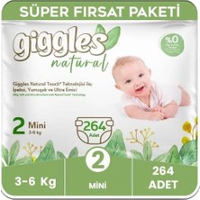 Odea Tr Natural 2 Numara Mini Bebek Bezi, 3-6 Kg, 264 Adet, Pamuklu