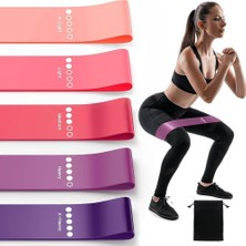 Odea Tr ® Premium 5 Adet Farklı Dirençte Pilates Squat Aerobik Bandı - Hafif,orta,sert Çalışma Lastiği-Evde Spor Karın Kası Sıkılaşma Seti