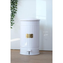 Odea Tr Paslanmaz Galvaniz Metal 30 Litre Pedallı Çöp Kovası (Beyaz)