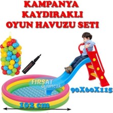 Odea Tr Kaydırak Çocuk Oyun Havuzu Tabanı Şişimeli 100 Adet Top Şişirme Pompası Tam Set 16