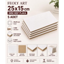 Odea Tr 25X15 cm 3 mm Mdf Plaka 5 Adet - Beyaz Lam Kaplamalı - Lazer Kesim, Maket, Hobi ve El Sanatları