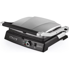 Odea Tr CG-320 Bestost 2000W 6 Dilim Döküm Plakalı Tost ve Izgara Makinesi Çıkarılabilir Plakalar 180° Açılabilir Ayarlanabilir Termostat Yağ Haznesi
