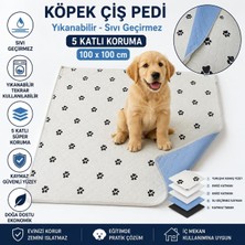 Odea Tr Yıkanabilir Köpek Çiş Pedi 100X100 cm 5 Katlı Sıvı Geçirmez Köpek Eğitim ve Tuvalet Pedi