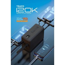 Odea Tr Gerçek 120.000 Mah Pd 22.5W Hızlı Şarj Dahili Kablolu Kamp Taşınabilir Güç Kaynağı Siyah Trafo Powerbank