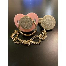 Odea Tr Düz Taşlı Emzik & Emzik Zinciri Pembe