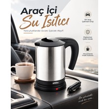 Otomobil Için 12V Çakmak Soketli Paslanmaz Çelik Taşınabilir Su Isıtıcı Seyahat Kettle - Lisinya