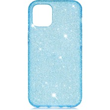 Noktaks iPhone 12 Mini Uyumlu Kılıf Simli Koruyucu Eni Kapak - Mavi - T15282