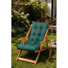 Odea Tr Bysay Ahşap Katlanır Şezlong, Puf Minderli, Naturel Haki, Gürgen Ağacı, 3 Kademeli, Bahçe, Balkon, Teras ve Plaj Için