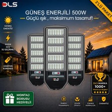 Odea Tr 3'lü Paket Dls 500W Güneş Enerjili Solar Sokak ve Bahçe Lambası, Lifepo4 Bataryalı, IP66, Hareket Sensörlü, Uzaktan Kumandalı LH99-500