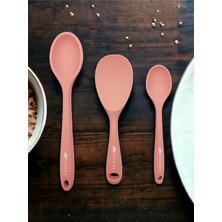Odea Tr Sert Uçlu Isıya Dayanıklı Silikon Kaşık Seti, 28 Cm-22 Cm-20 Cm, Somon