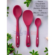 Odea Tr Sert Uçlu Isıya Dayanıklı Silikon Kaşık Seti, 28 Cm, 24 Cm, 20 Cm, Fuşya