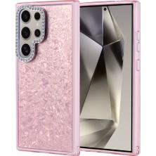 Noktaks Galaxy S24 Ultra Uyumlu Kılıf Taşlı Tasarımlı Koruyucu Kapi Kapak - Pembe - T36883