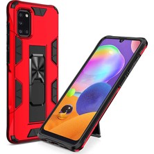 Noktaks Galaxy A31 Uyumlu Kılıf Katlanabilir Standlı Koruyucu Volve Kapak - Kırmızı - T14486
