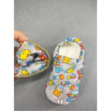 Loove Bebe Bebek Kız Erkek Desenlilastikli Ergonomik Ev Kreş Patik Panduf Ayakkabı — Gri Uzay
