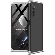 Noktaks Realme 6 Pro Uyumlu Kılıf Alt Üst Geçmeli 3 Parça Ays Kapak - Siyah-Gri - T13928