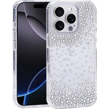 Noktaks iPhone 16 Pro Uyumlu Kılıf Koruyucu Damla Taşlı Şeffaf Pera Silikon Kapak - Şeffaf - T43689